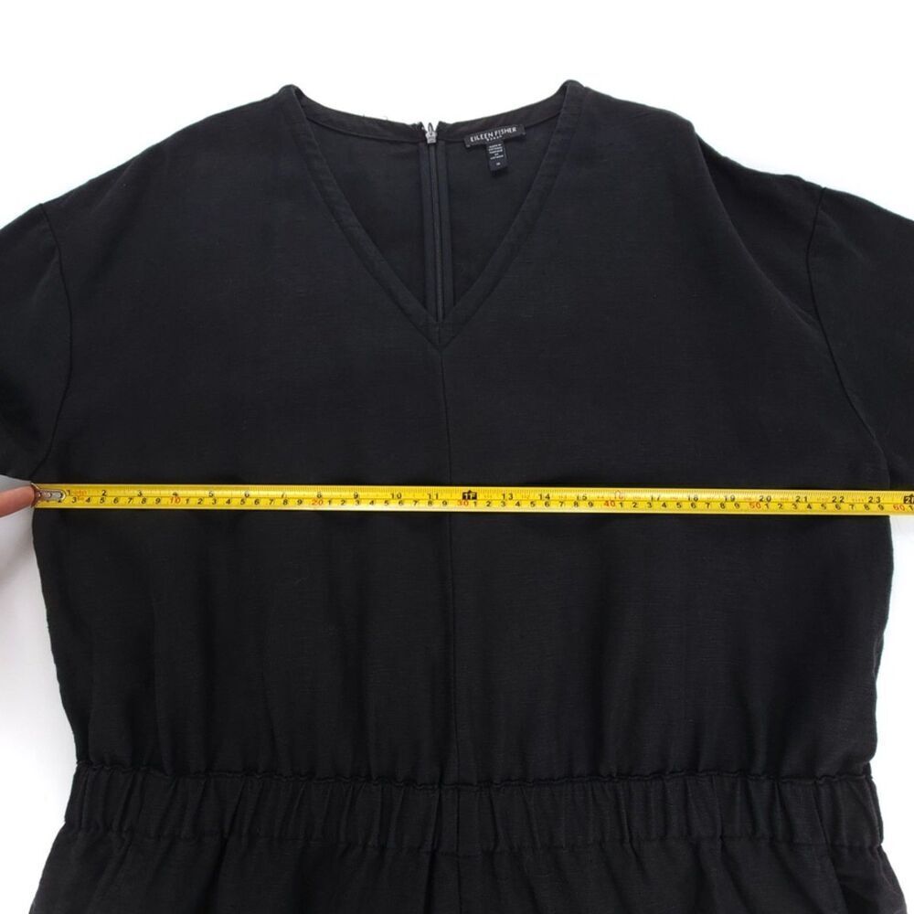 NEW Eileen Fisher Woman Tencel & Organic Linen Slub Jumpsuit Wide Leg Black 1X - Picture 3 of 11